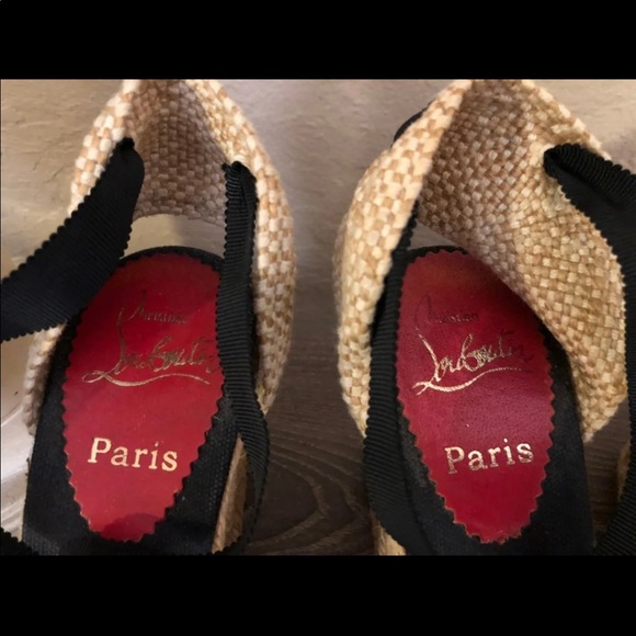 SOLD Christian Lounoutin lace up wedge 38.5 & 38 - Picture 2 of 12